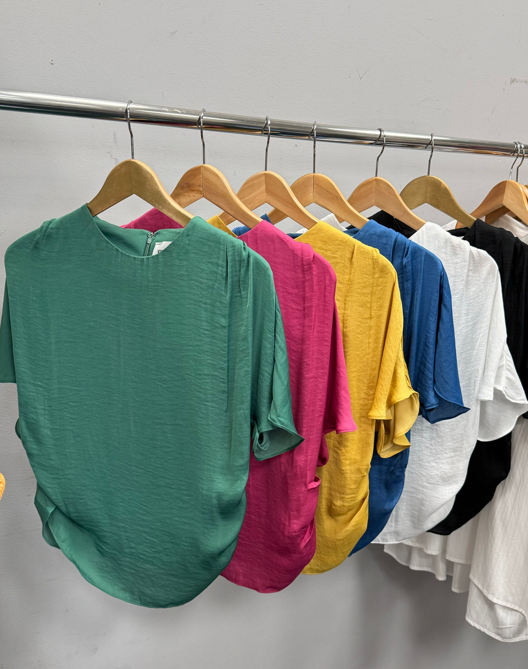 Drop Shoulder Soft Blouse, Green