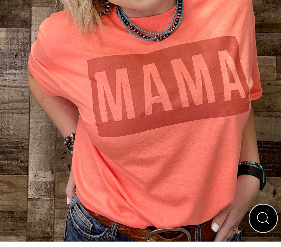 MAMA on Coral Tee