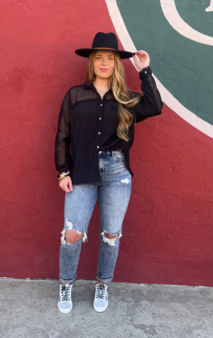 Shes On Fire Top in Black