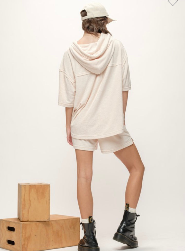 Knit Sweatpant Shorts Cream