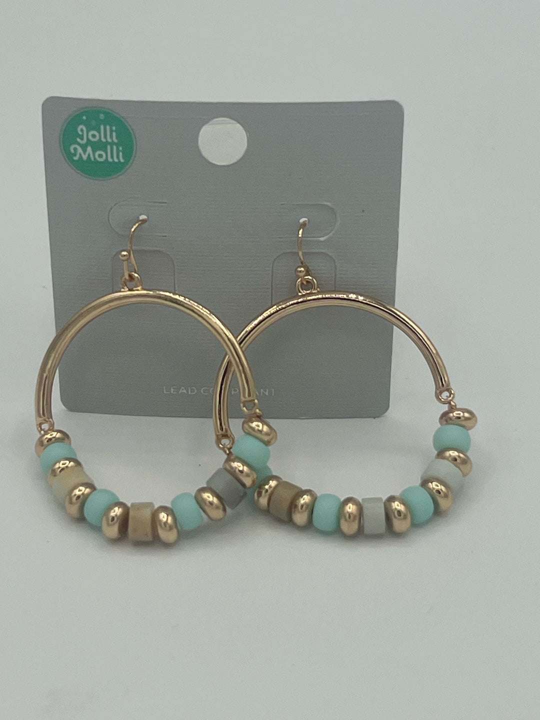 2" Disc Dangle Earring with Light blue & Natural Stones