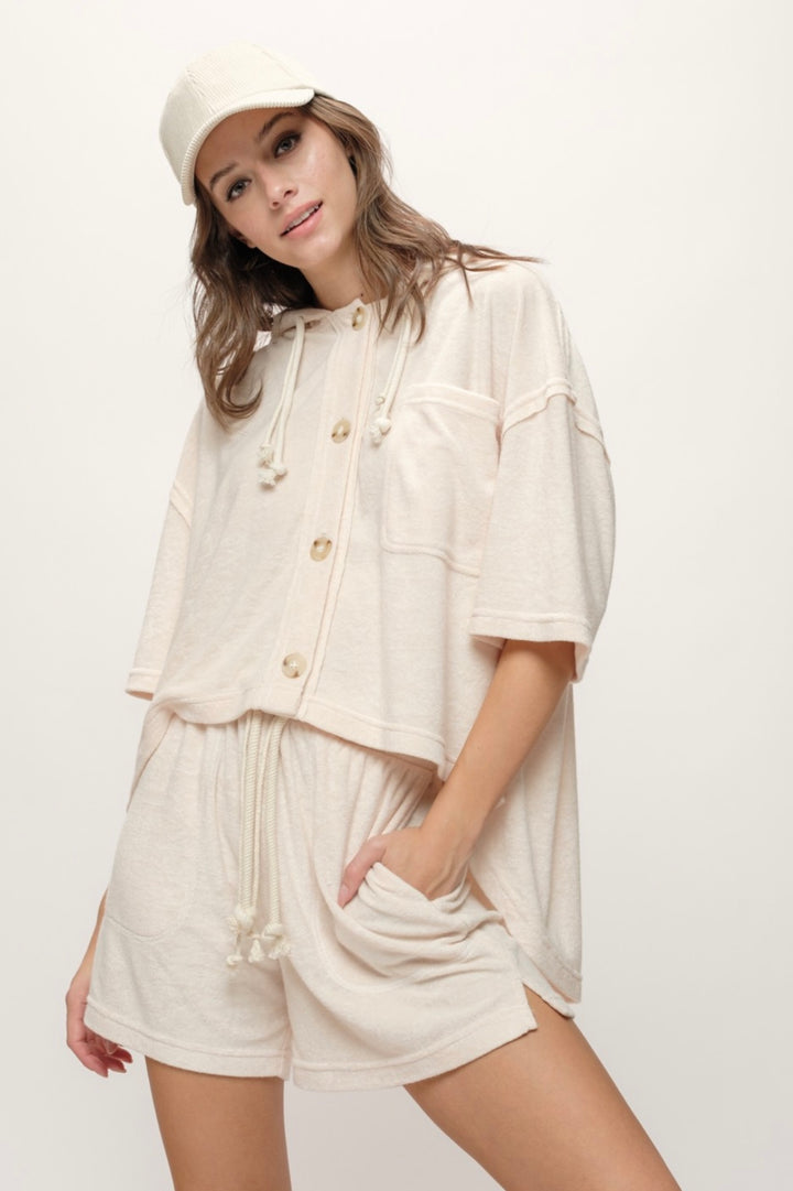 Knit Sweatpant Shorts Cream