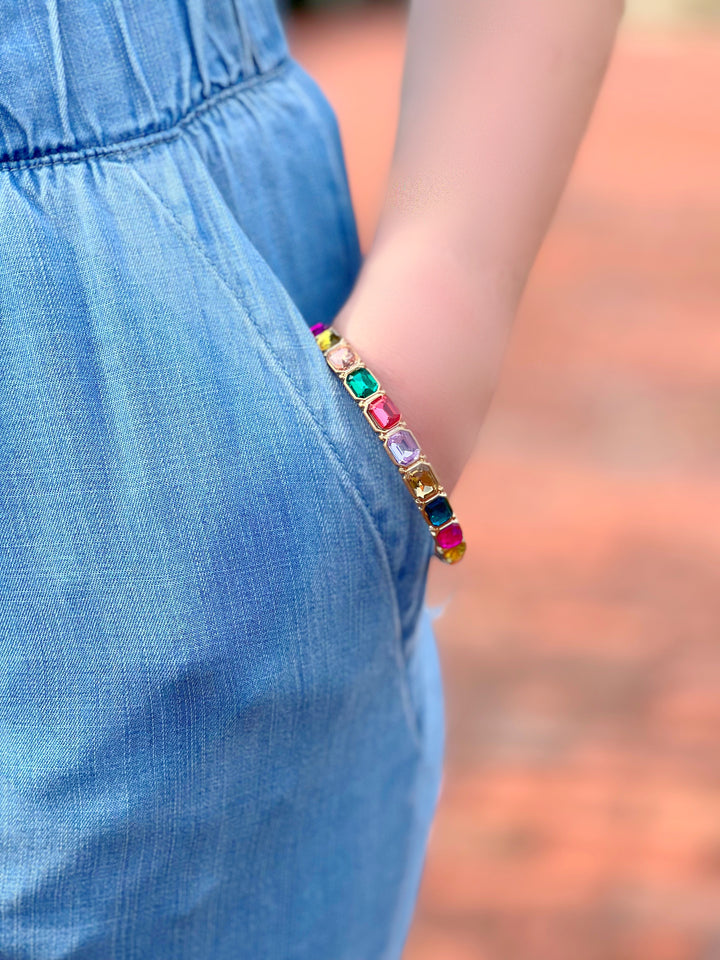 Multicolor Rectrangle Crystal Bracelet