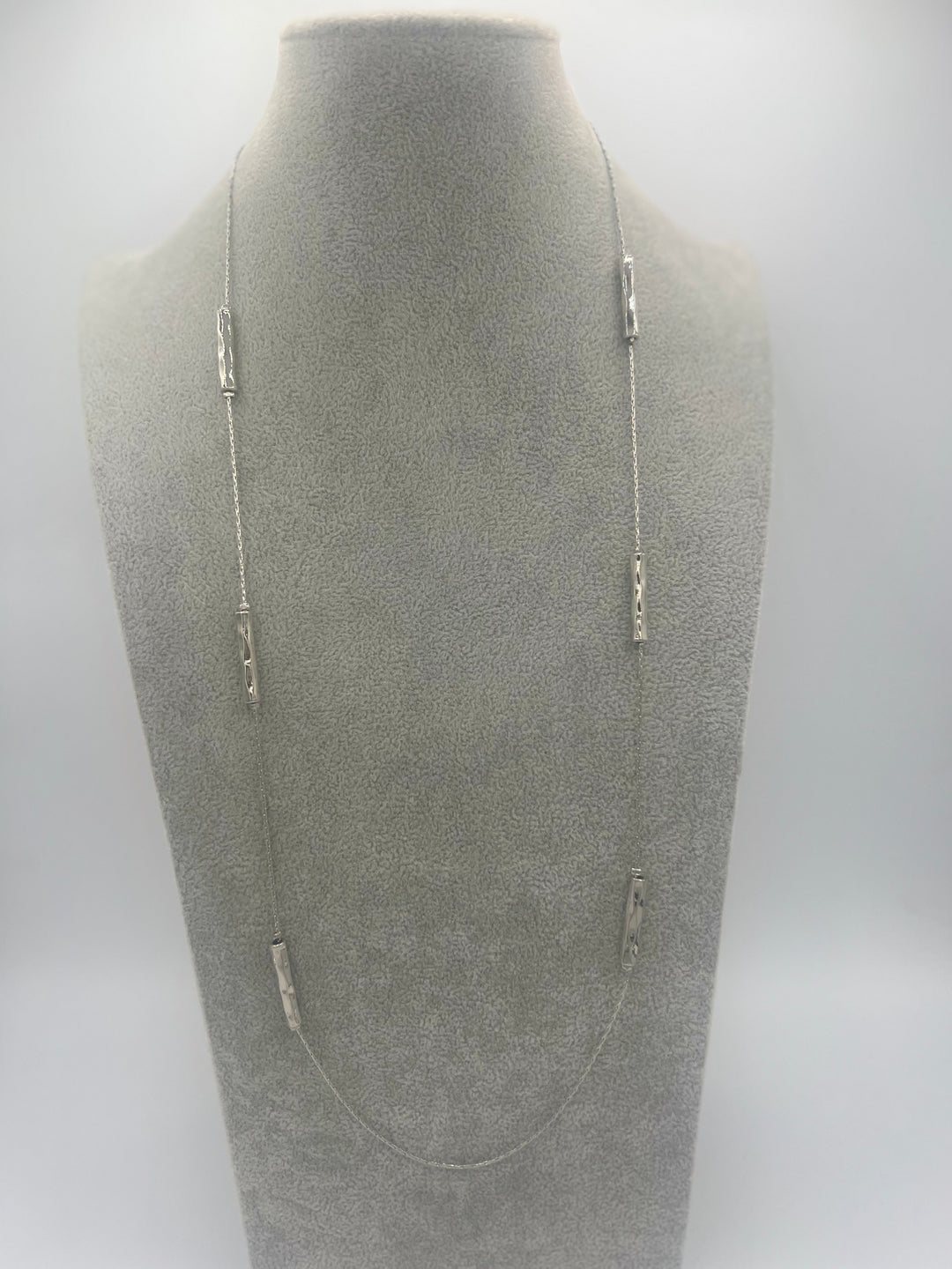 Silver Cylinder Bar Necklace