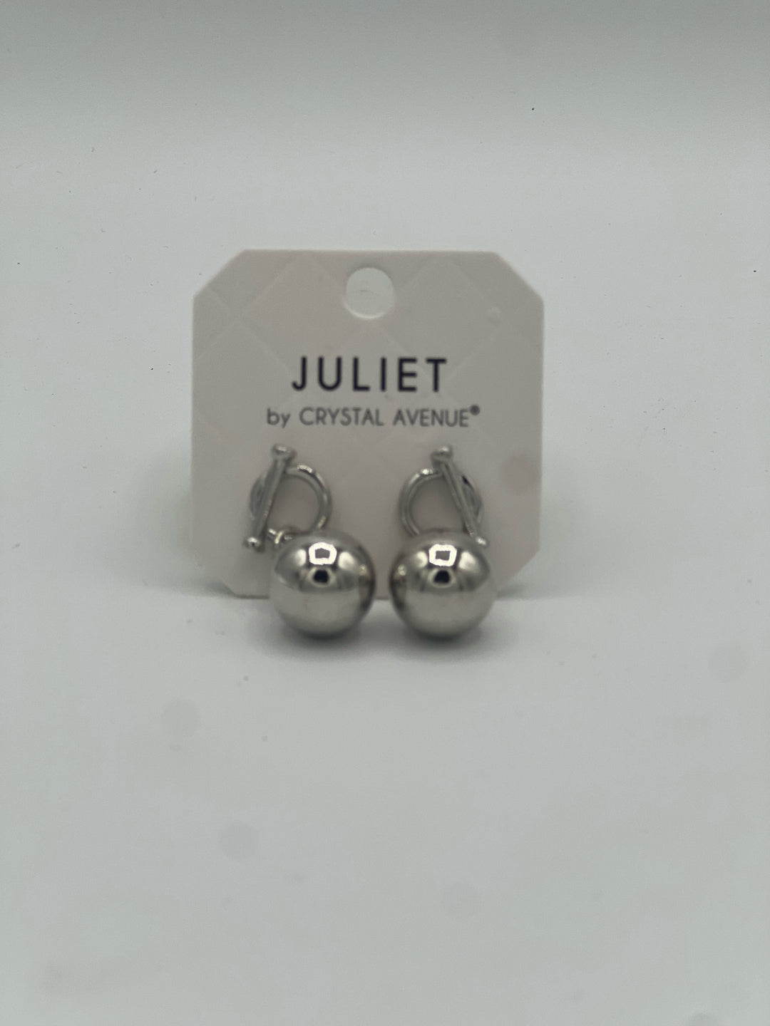 Crystal Avenue Juliet Hanging Silver Ball Earring