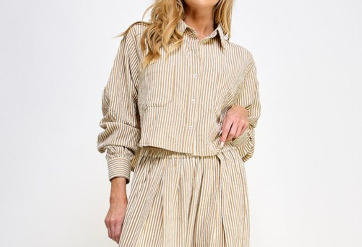 Soft Washed Strip Cropped Long Sleeve Top
