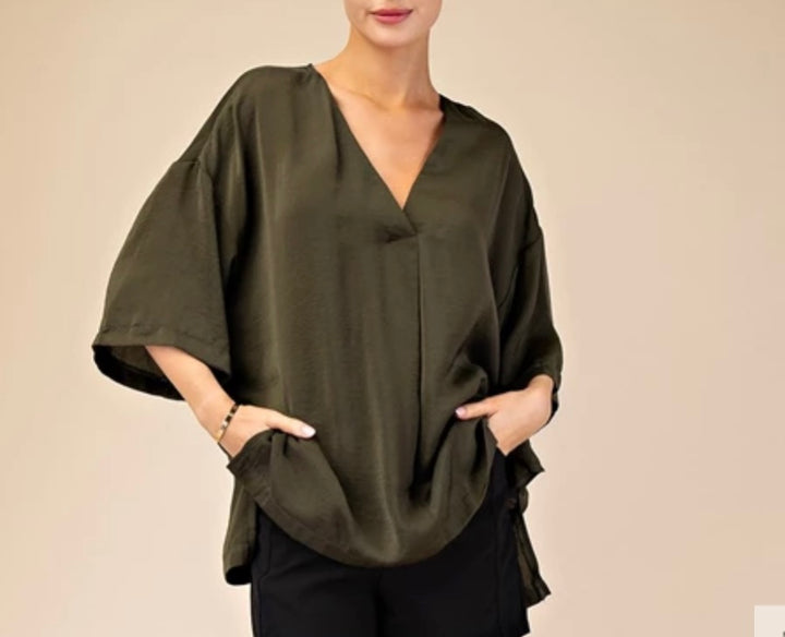 flowy Split Hem Oversized Top