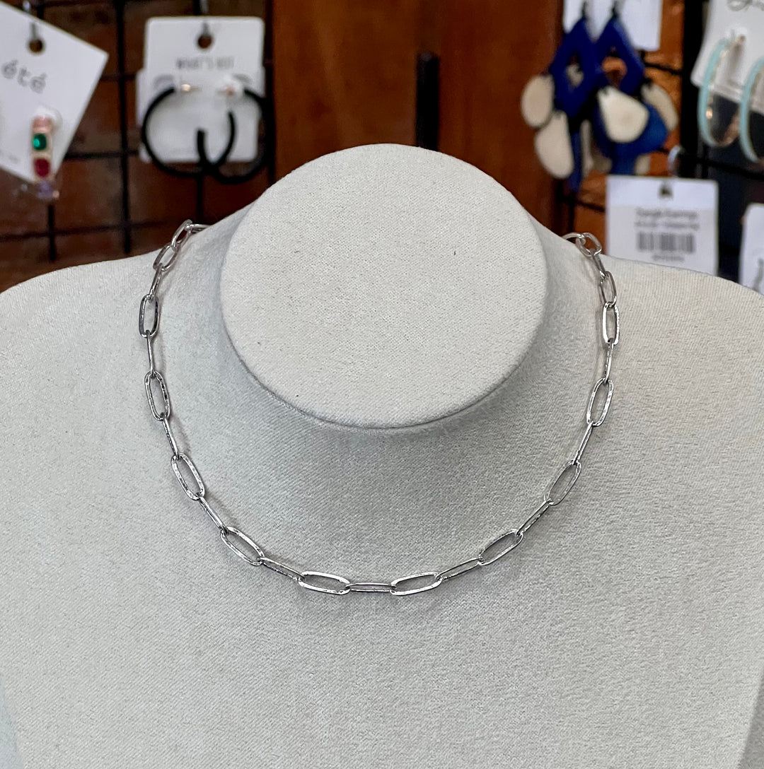 silver Paperclip Necklace