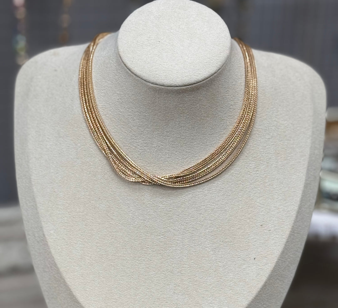 Gold 5 Strand choker Necklace