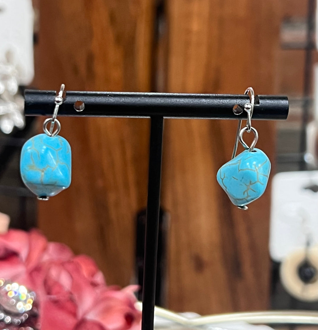 Turquoise Nugget Dangle Earrings