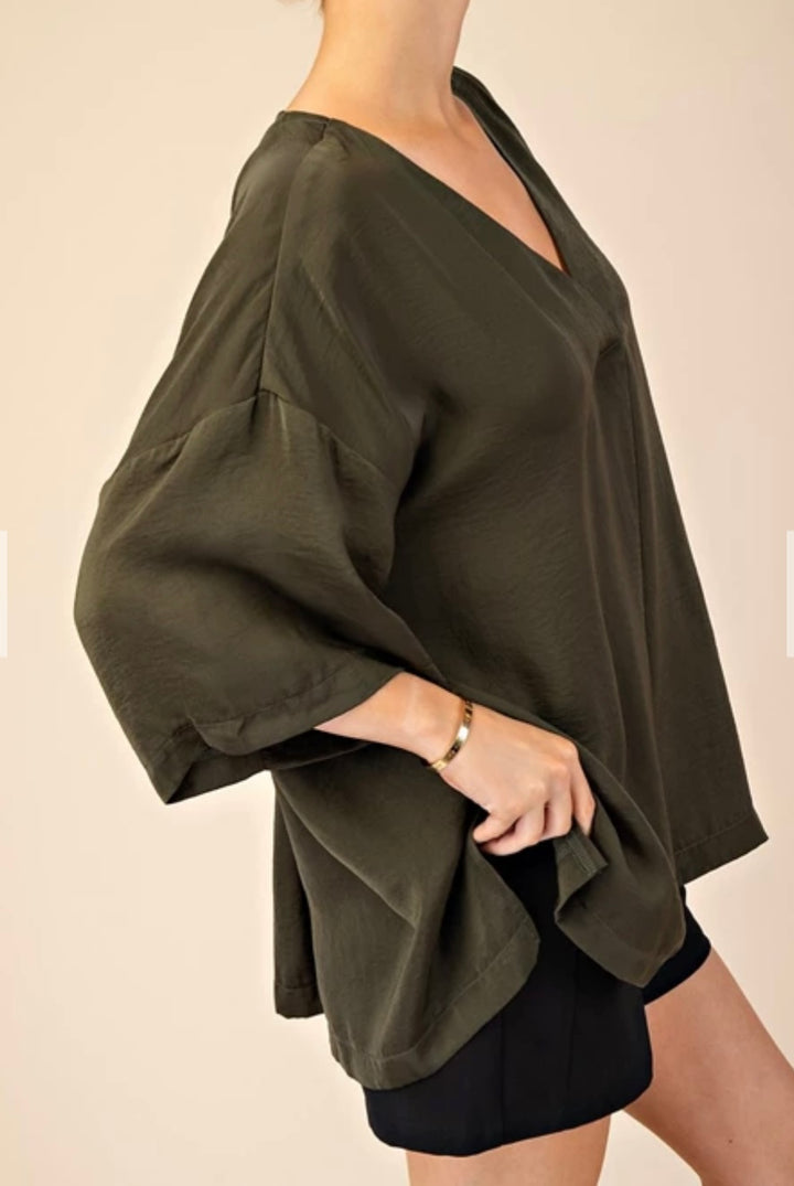 flowy Split Hem Oversized Top