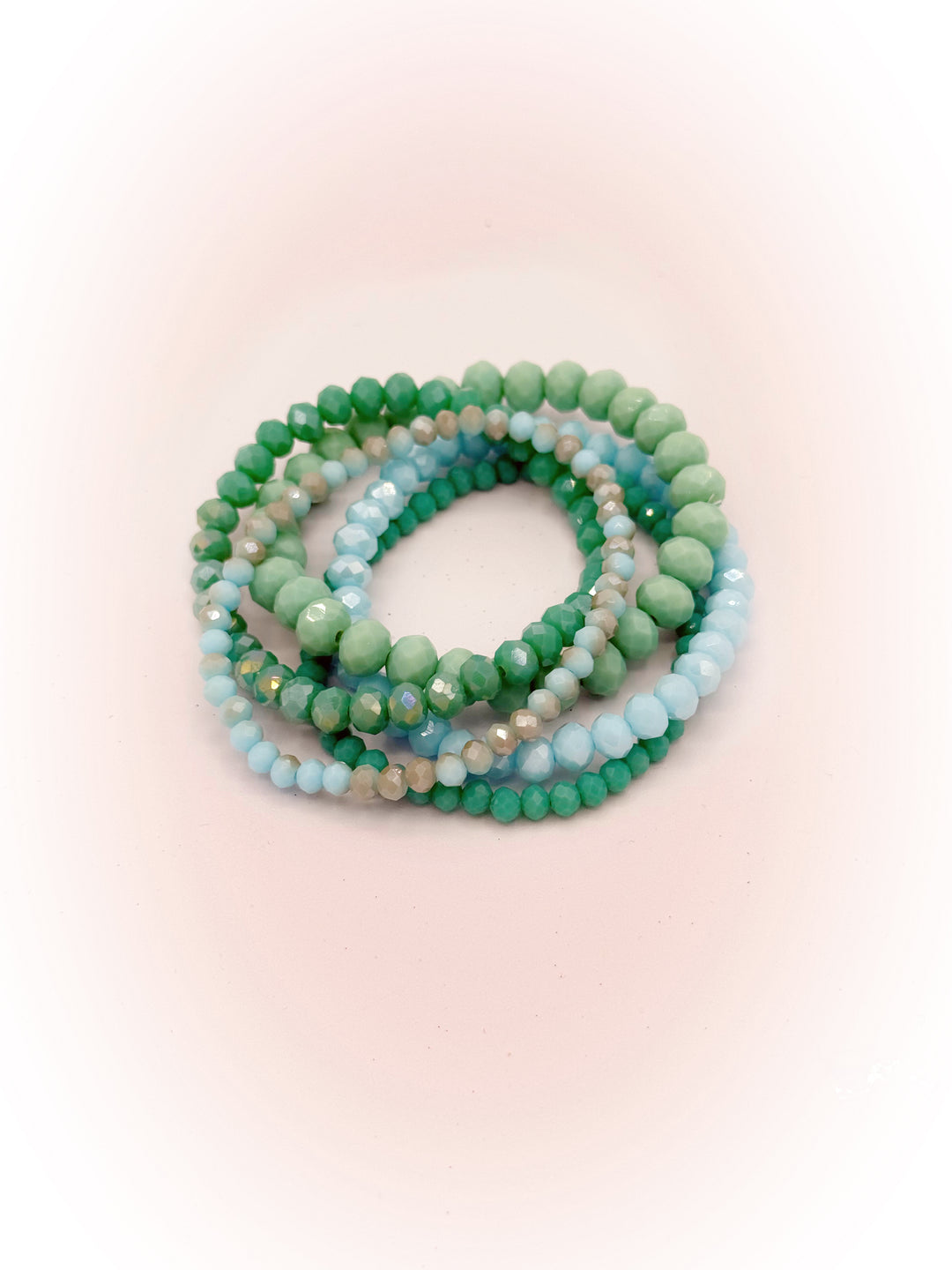 Turquoise and Light Blue Multi Bead Cluster Bracelets
