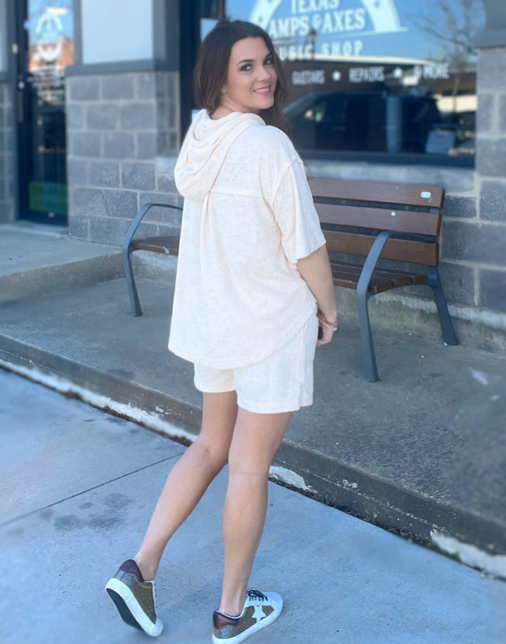 Knit Sweatpant Shorts Cream
