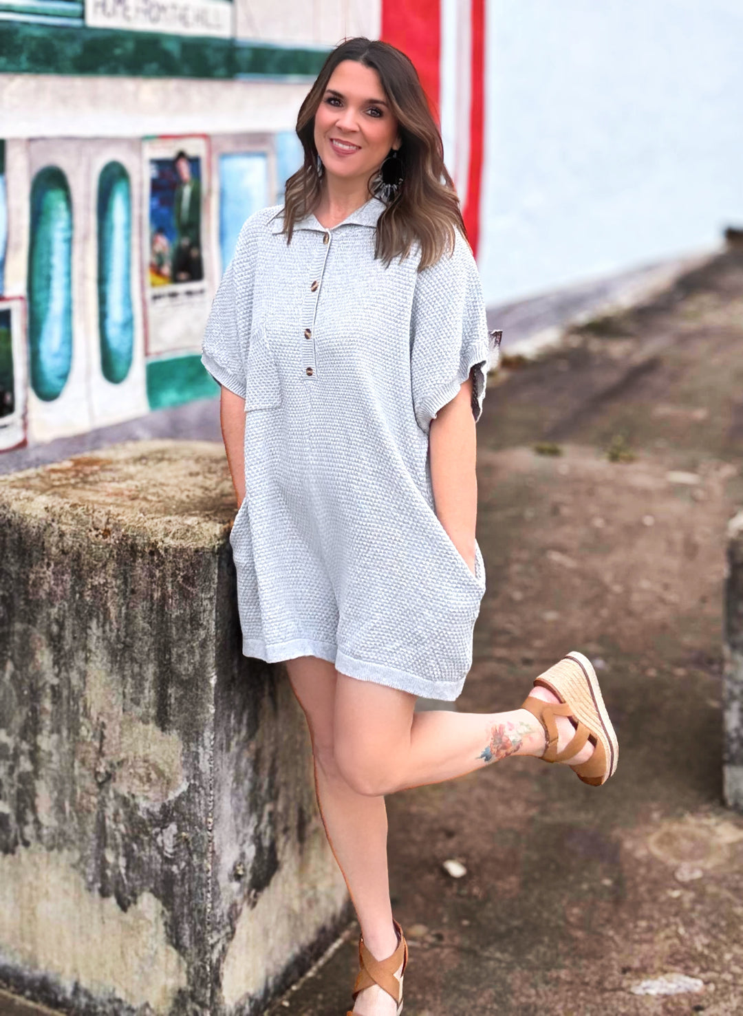 Ultra- Comfy Oversized Textured Knit Romper