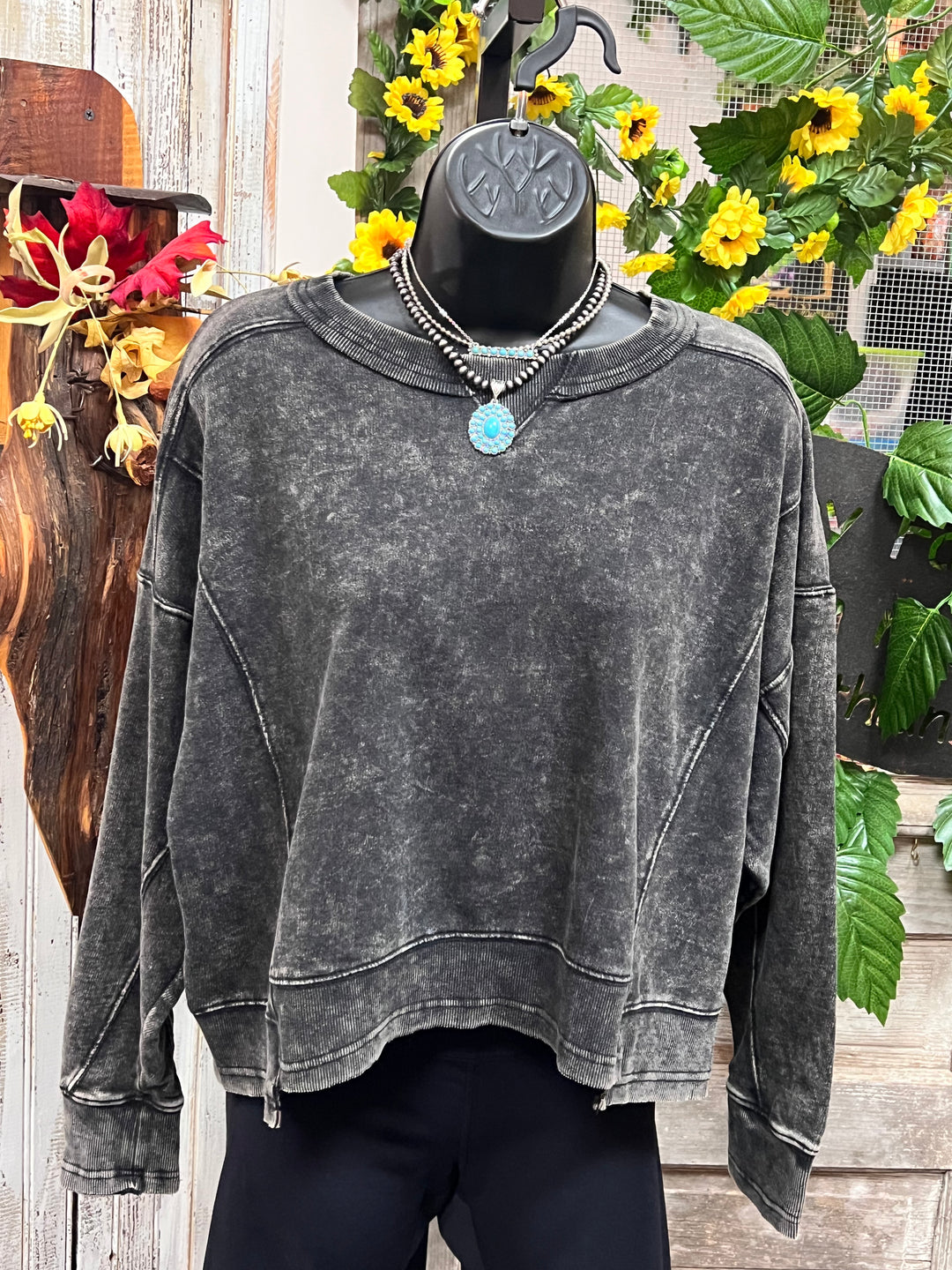 Pure Attitude Waist Length Sweatshirt in black