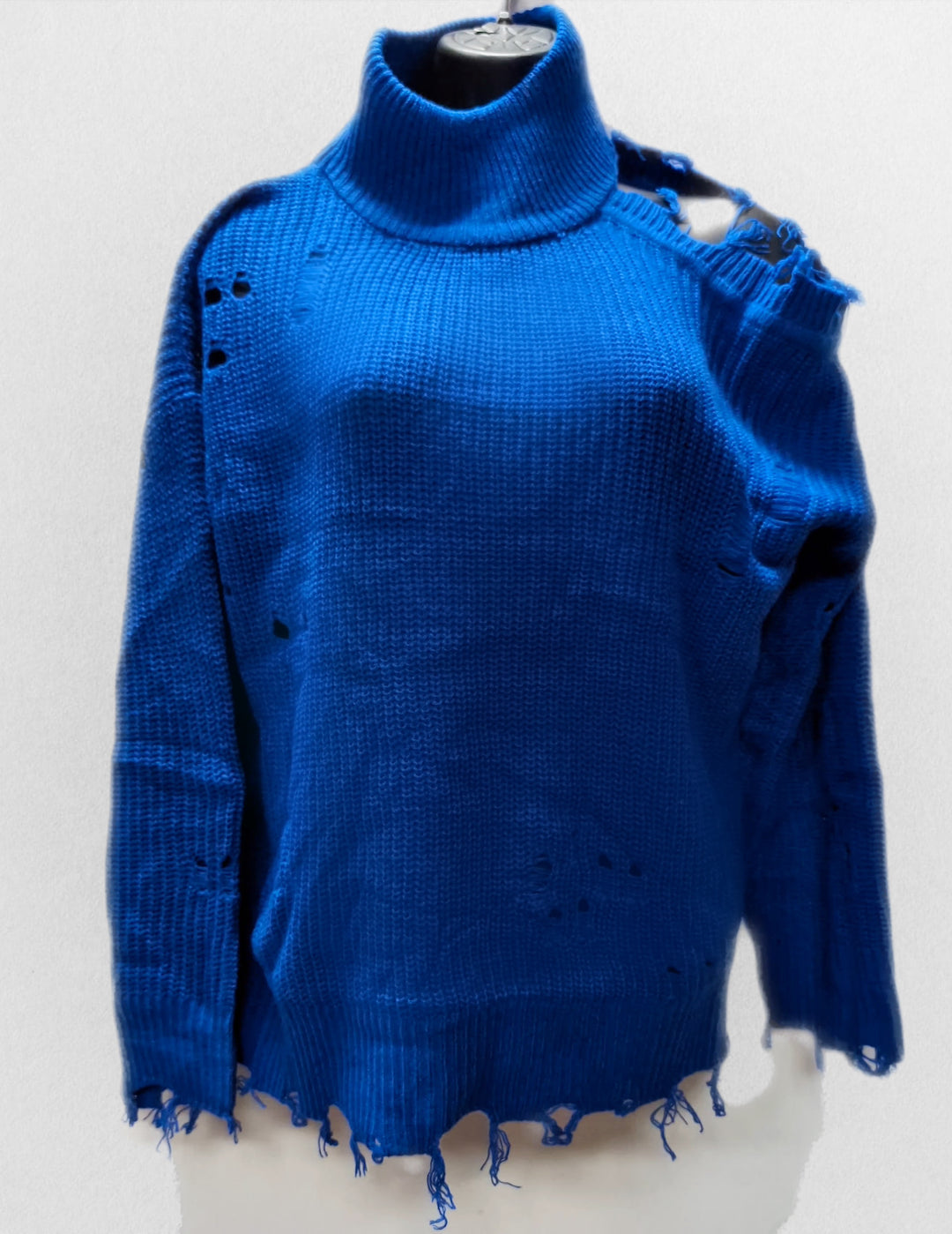 Royal Blue Cold Shoulder Sweater