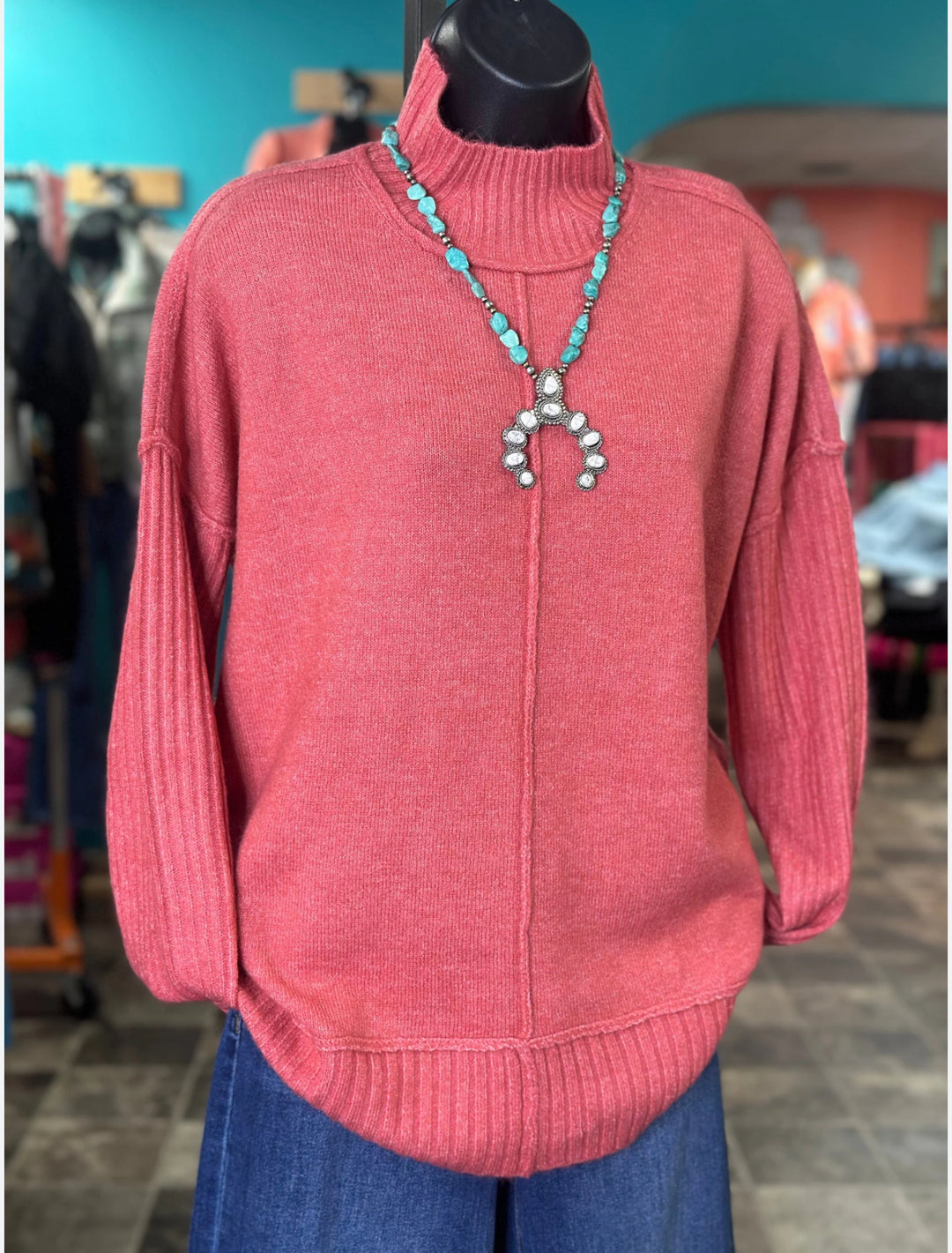Haven Knit Top in Coral