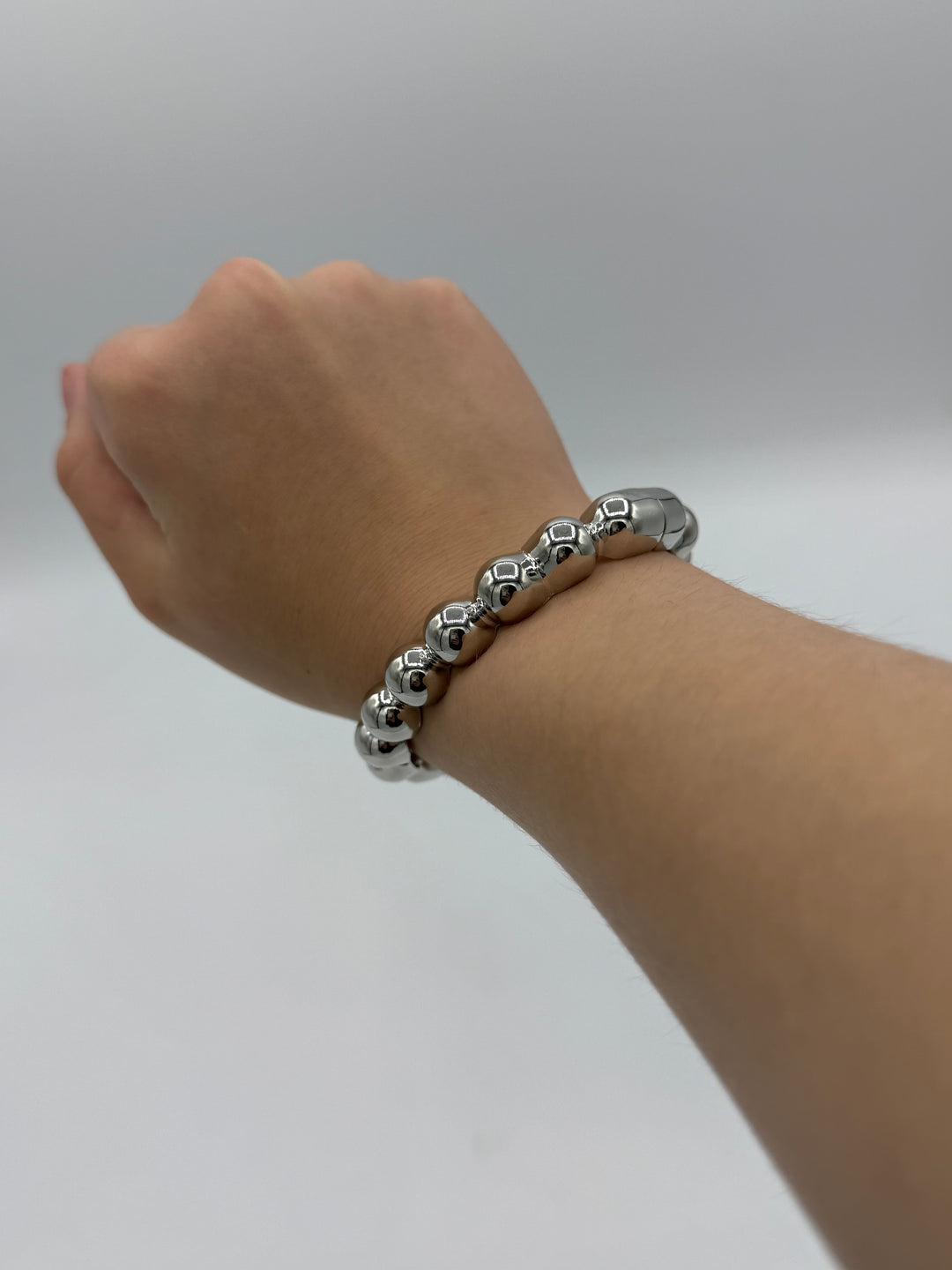 Bubble Hinged Bangle in Silver
