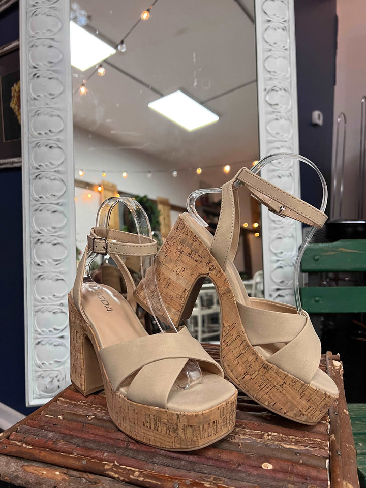LuLu Tan Chunky Heel Sandals