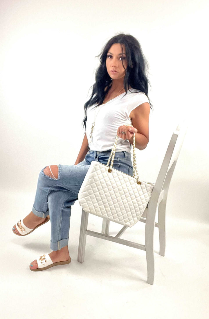 Ava Handbag Quilted White