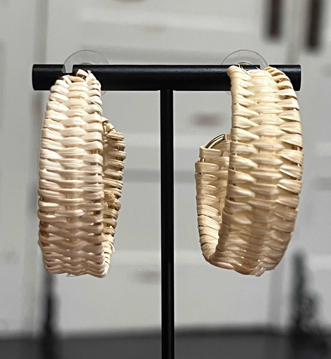 Ivory Bamboo Hoop Earrings