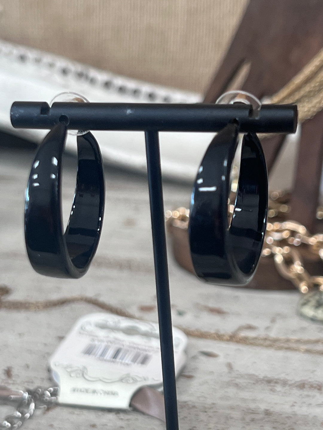 Black Acetate Hoop Earrings