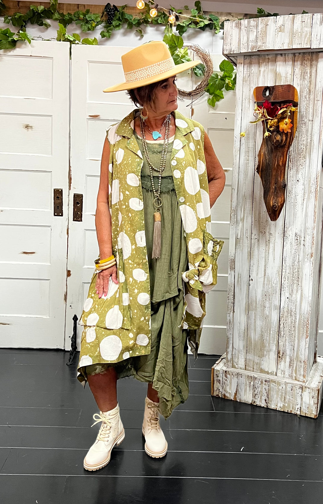 Funky Polka Dot Olive Duster