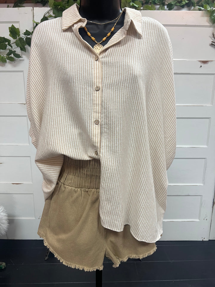 Gabrelle High Waist Twill Shorts