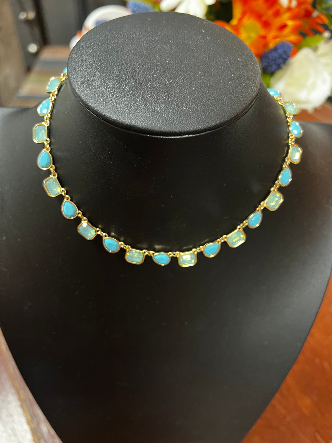 Turquoise and Mint Gem Stone Necklace