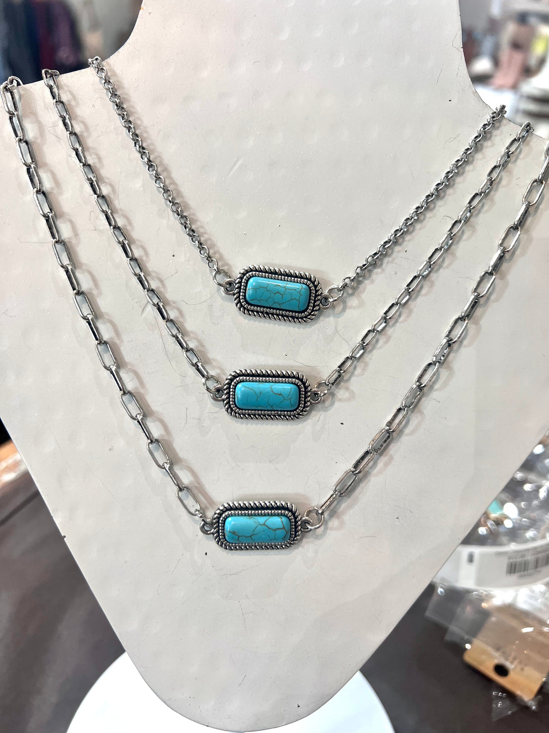 Triple Turquoise Bar 3 row Necklace