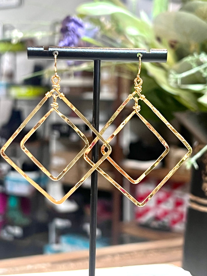 Gold Diamond Shape Earrings