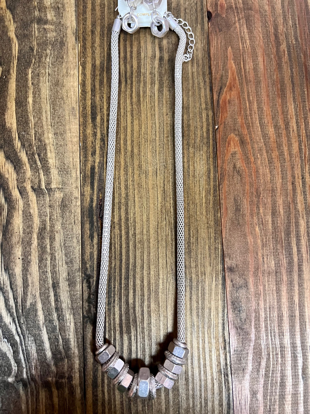 Silver Nut & Washer Necklace