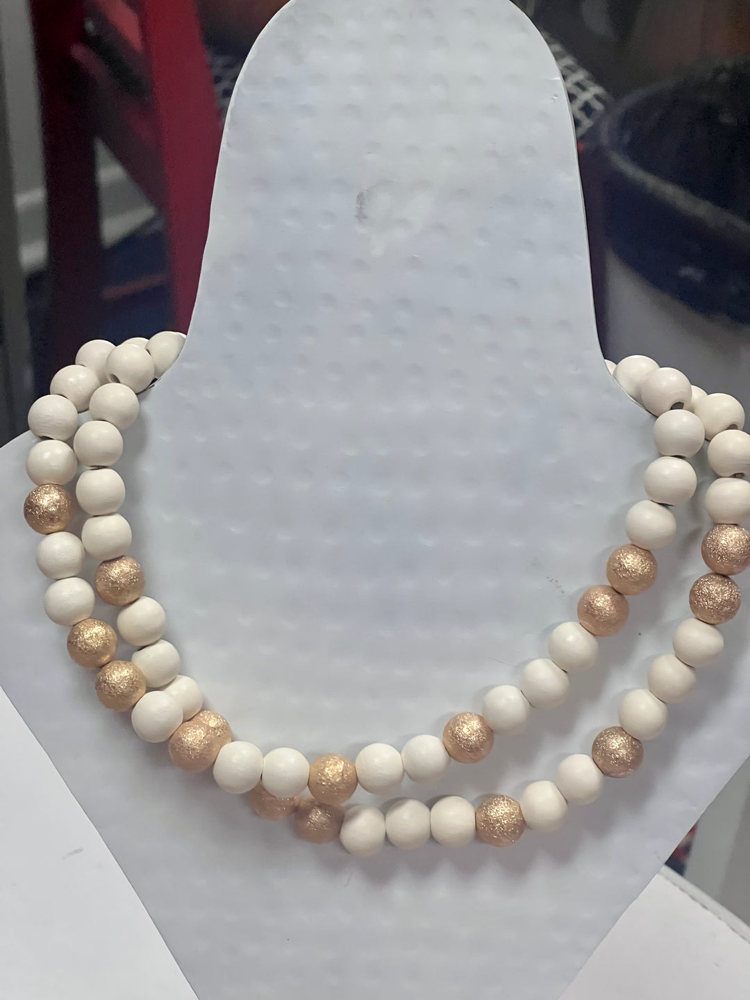 Ivory and Gold Large Bead Necklace