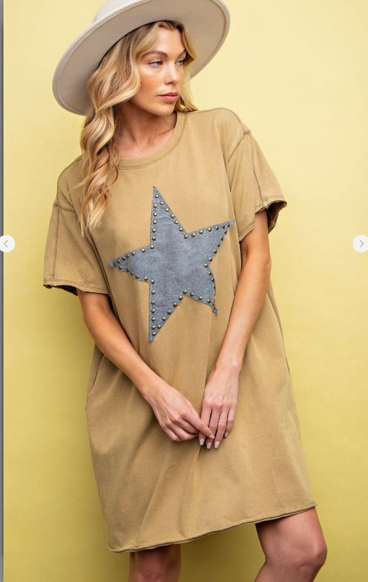 Star Patched Tunic Dress