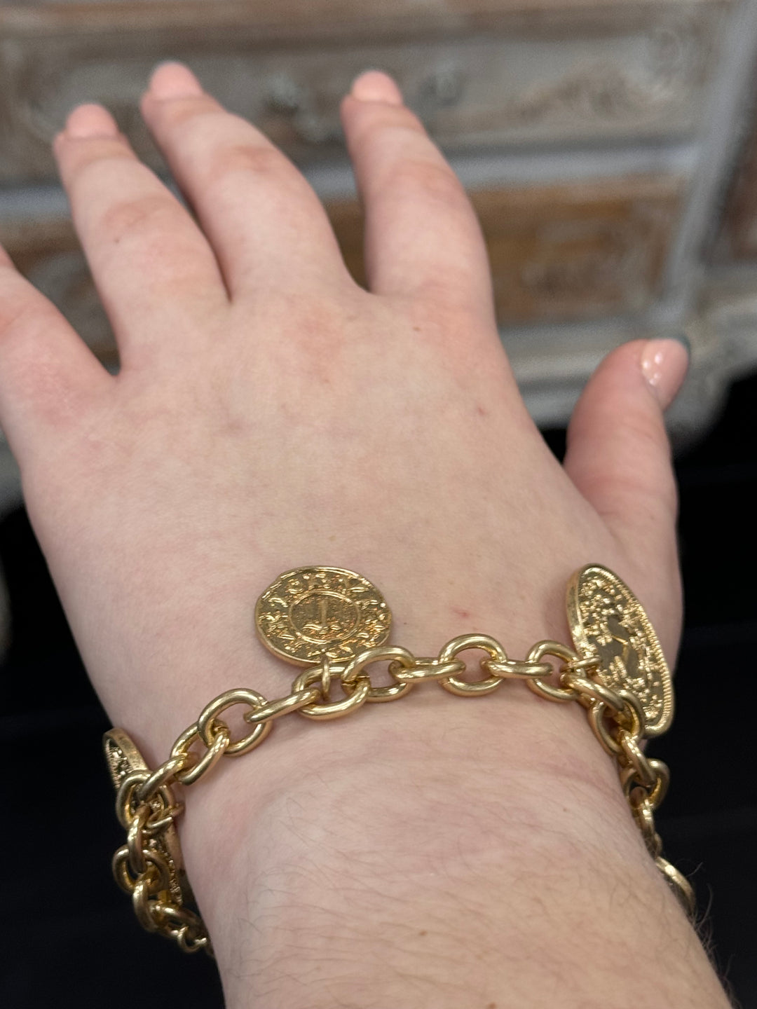 Gold Coin Charm Bracelet