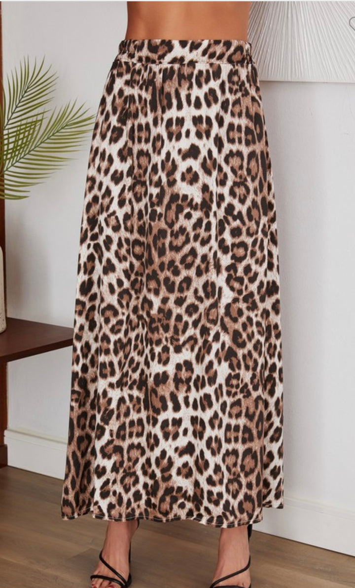 Cheetah Print Maxi Silky Skirt