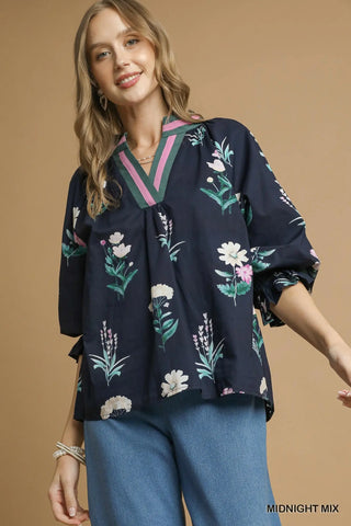 Navy Floral- Umgee Top