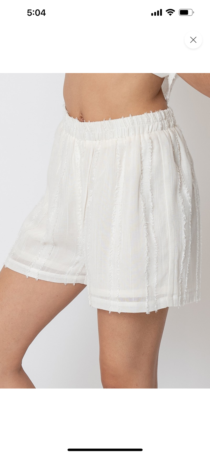 Lined with Lace Overlay Shorts Off White