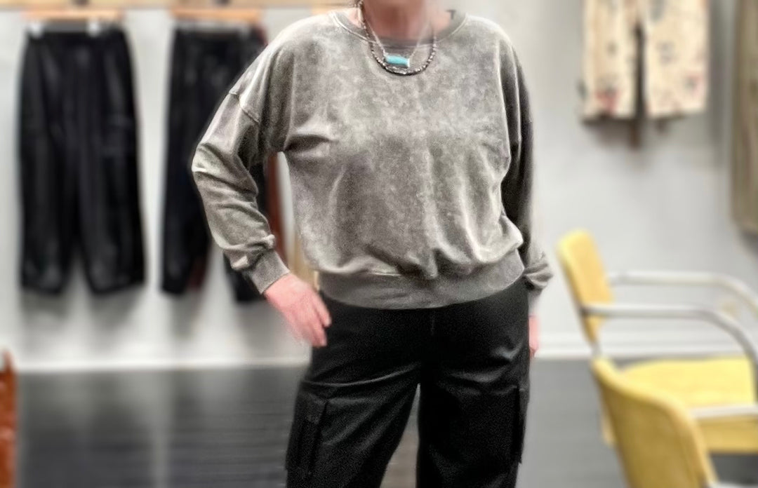 Pure Attitude Waist Length Sweatshirt in grey