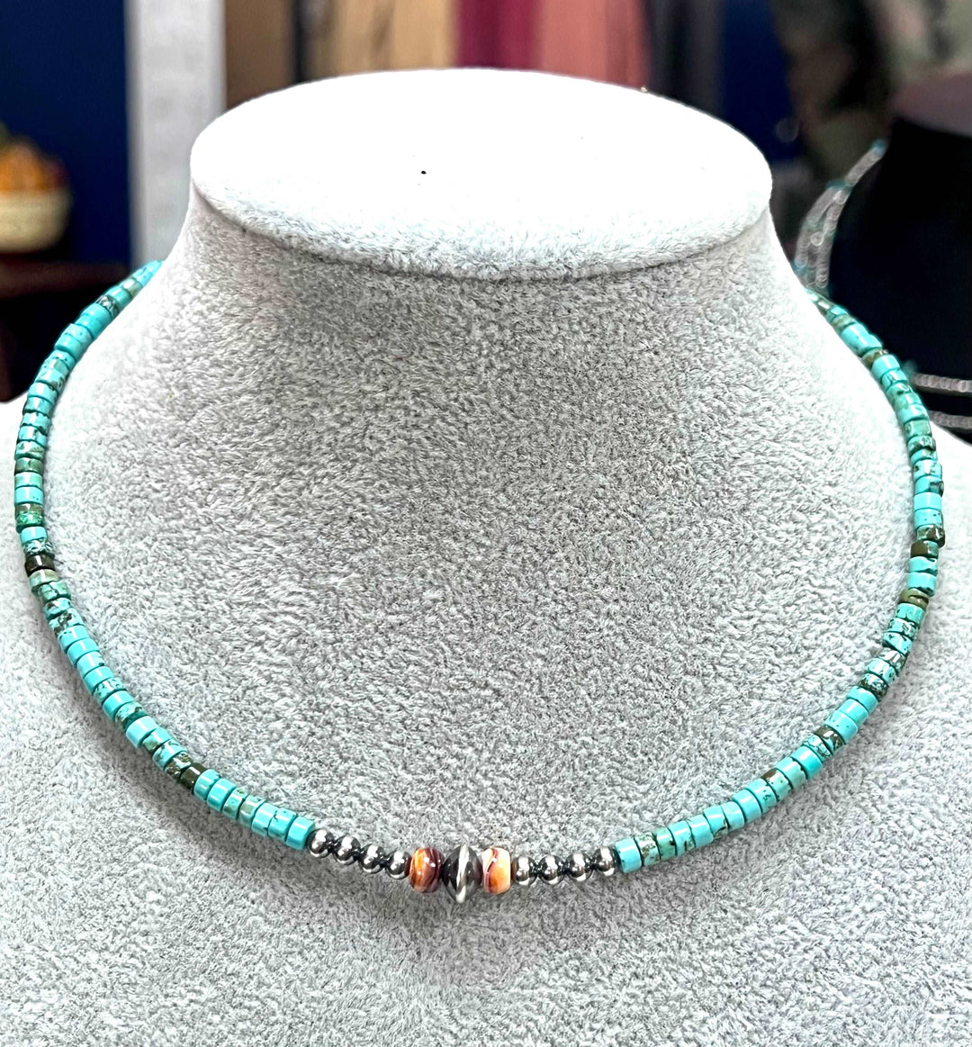Real Navajo Choker with Composite Turquoise and Real Spiny Oysters