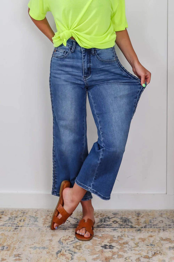 Judy Blue Cropped Braid Jeans