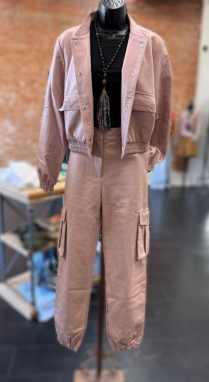 Bomber Jacket Faux Leather in Blush