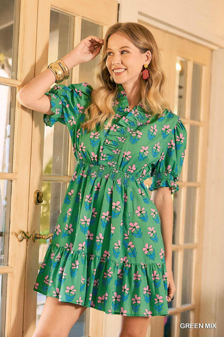 Ruffled Floral Babydoll Dress