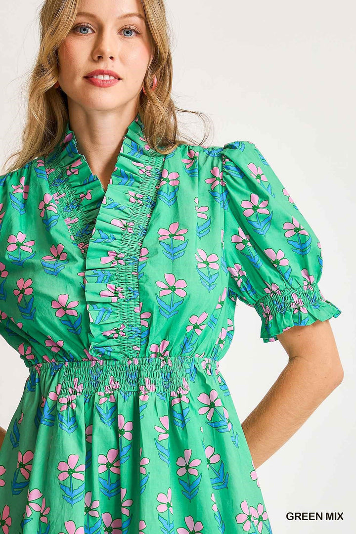 Ruffled Floral Babydoll Dress
