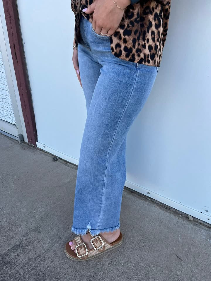 Risen Wide Leg Crop Light Wash Jean