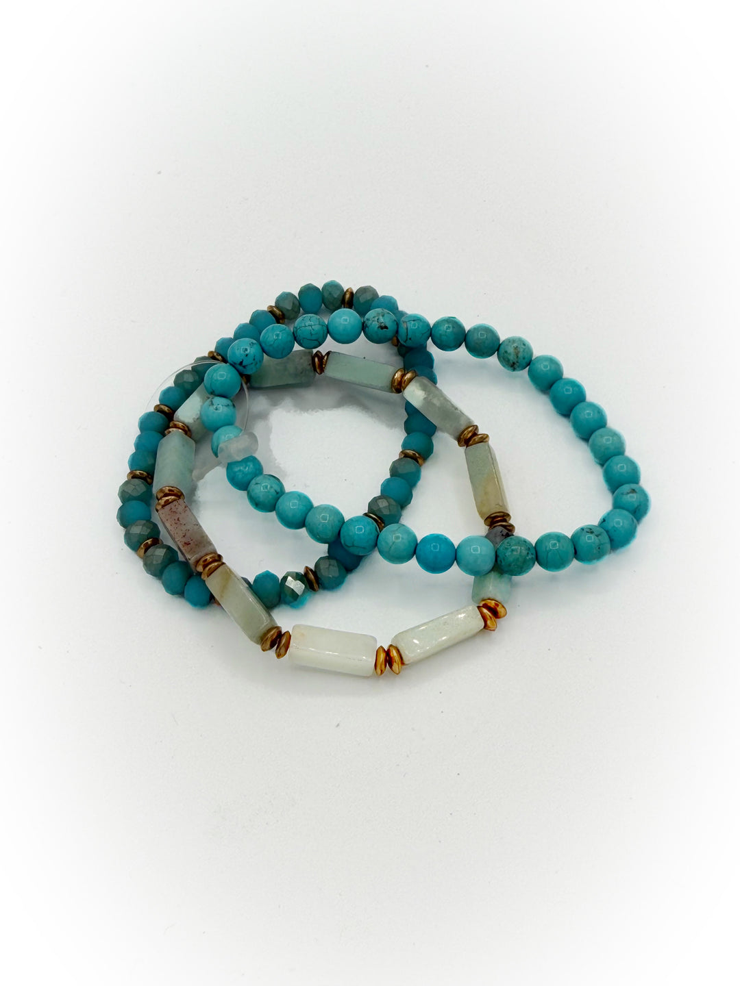 Baby blue multi stone 3 piece set 