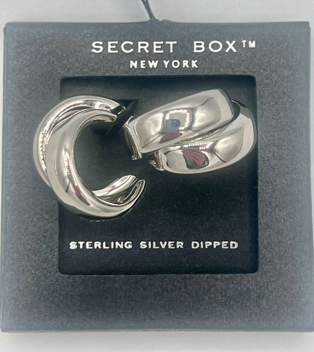 Silver Dipped Double Hoop Earrings 3/4"