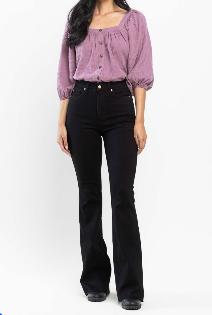 Judy Blue Tummy Control Black Flare Jeans