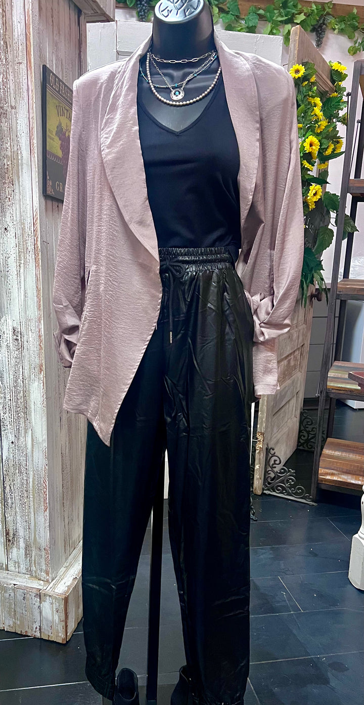 Lovely Times open Shine Blazer jacket in taupe