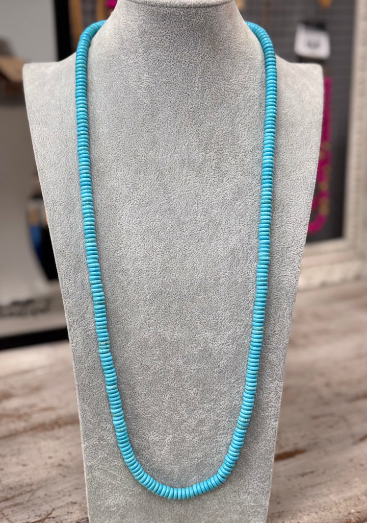 Turquoise Disc Bead Necklace 36"